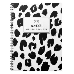 Black & White Leopard Print Personalized Notebook