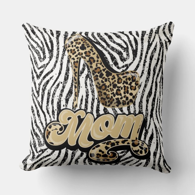 Black White Leopard Print Pillow (Front)