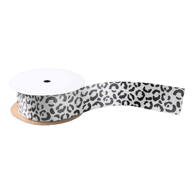 Black White Leopard Print Satin Ribbon (Spool)