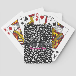 Black White Leopard Print with Bow Playing Cards
