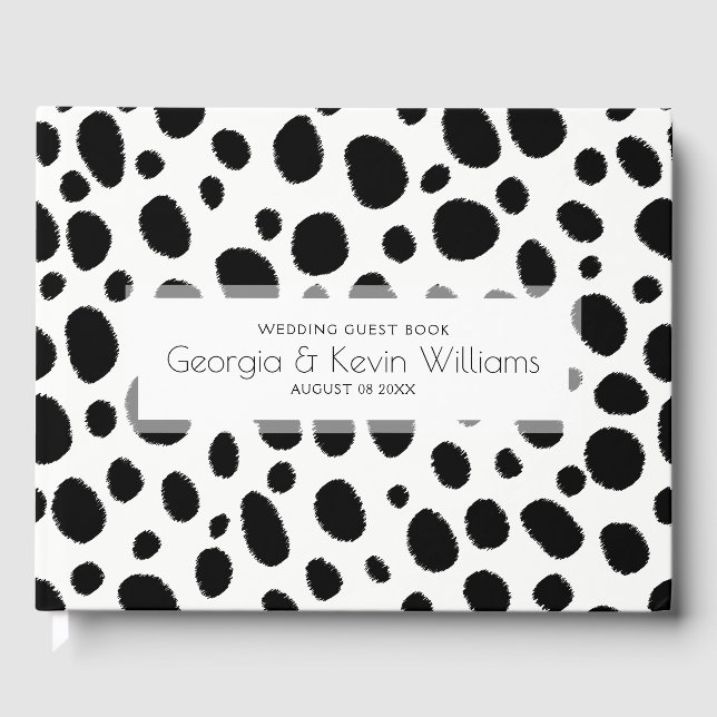Black & White Leopard Spots Pattern Guest Book (Front)