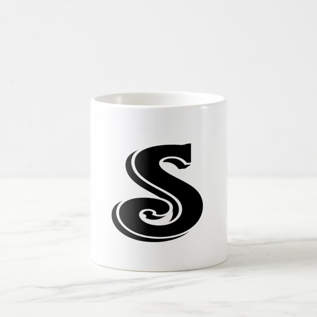Black White Letter S Monogram Coffee Mug (Center)
