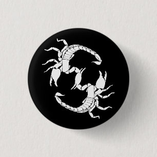 Black & White Letter S - Two Scorpions 1 Inch Round Button