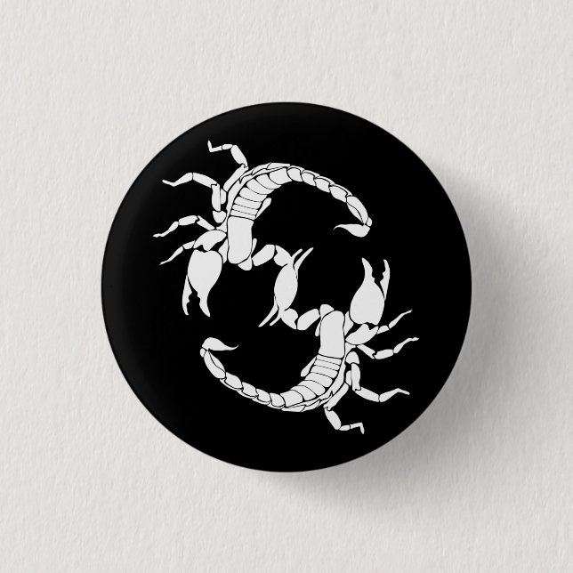 Black & White Letter S - Two Scorpions 1 Inch Round Button (Front)