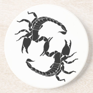 Black & White Letter S - Two Scorpions Coaster