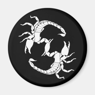 Black & White Letter S - Two Scorpions Magnet