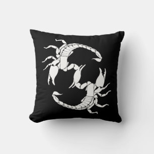 Black & White Letter S - Two Scorpions Throw Pillow