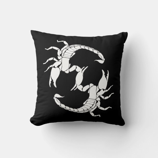 Black & White Letter S - Two Scorpions Throw Pillow (Front)