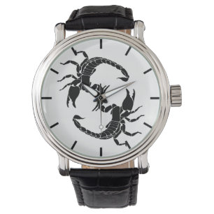 Black & White Letter S - Two Scorpions Watch