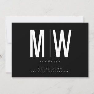 Black & White Lg. Monogram Wedding Save the Date