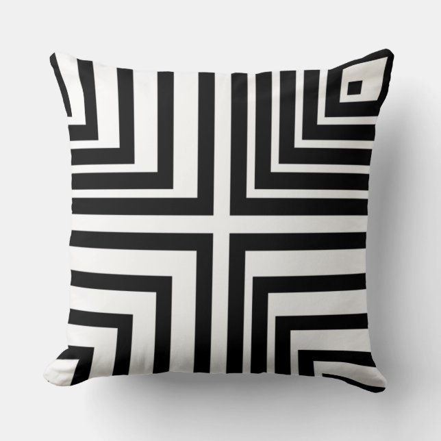 Black & White Light & Shadow Pattern- Throw Pillow (Front)