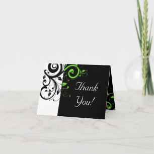 Black/White/Lime Green Bold Swirl Thank You Card