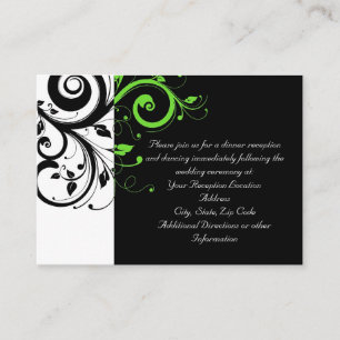 Black/White/Lime Green Swirl Wedding Insert Card