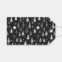 Black & White Line Art Christmas Trees & Ornaments