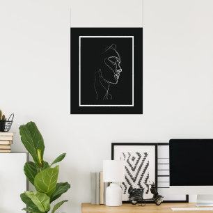 Black & White Line Art Women Line Poster