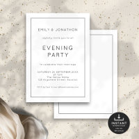 Black White Line Border Wedding Evening Party