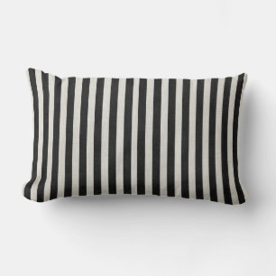Black & White Linen Look Classic Vertical Stripe Lumbar Pillow