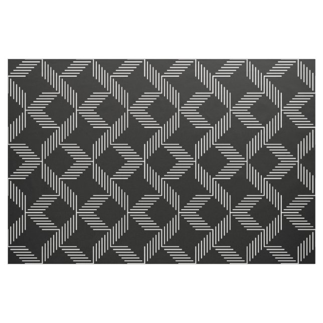 Black & white lines geometric pattern fabric (Yard)