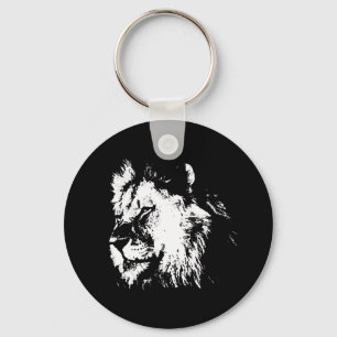 Black White Lion - Animal Pop Art Keychain