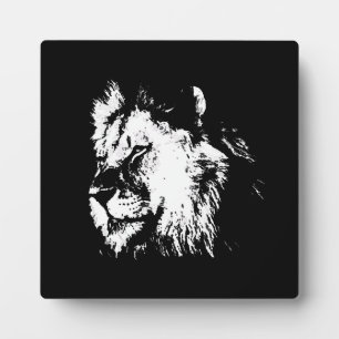 Black White Lion - Animal Pop Art Plaque