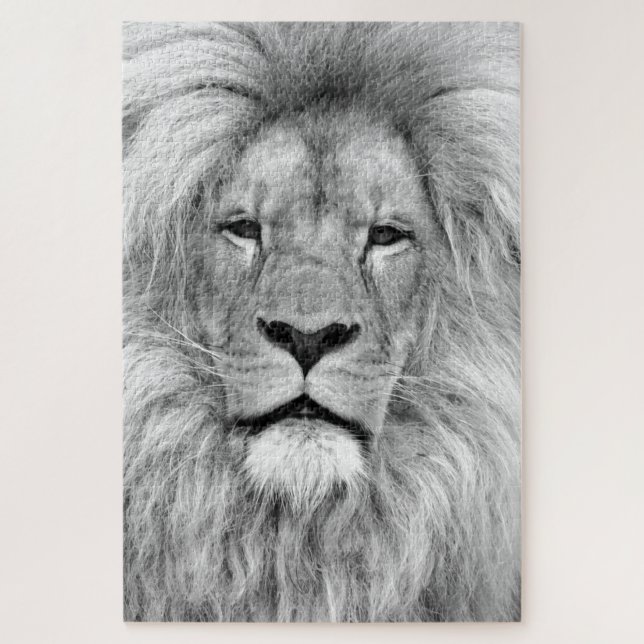 Black & White Lion - Animals Art Jigsaw Puzzle (Vertical)