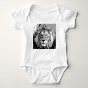 Black White Lion Baby Bodysuit