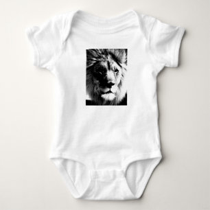 Black & White Lion Baby Bodysuit