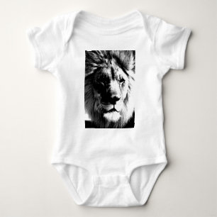 Black & White Lion Baby Bodysuit