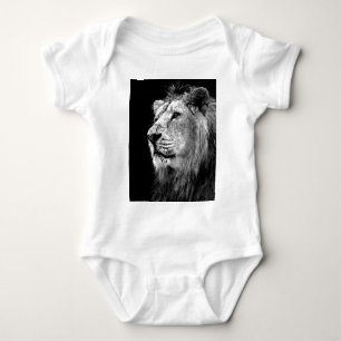 Black & White Lion Baby Bodysuit