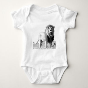 Black & White Lion Baby Bodysuit