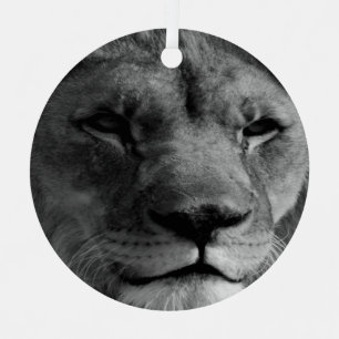 Black & White Lion Christmas Ornament