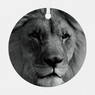 Black & White Lion Christmas Ornament