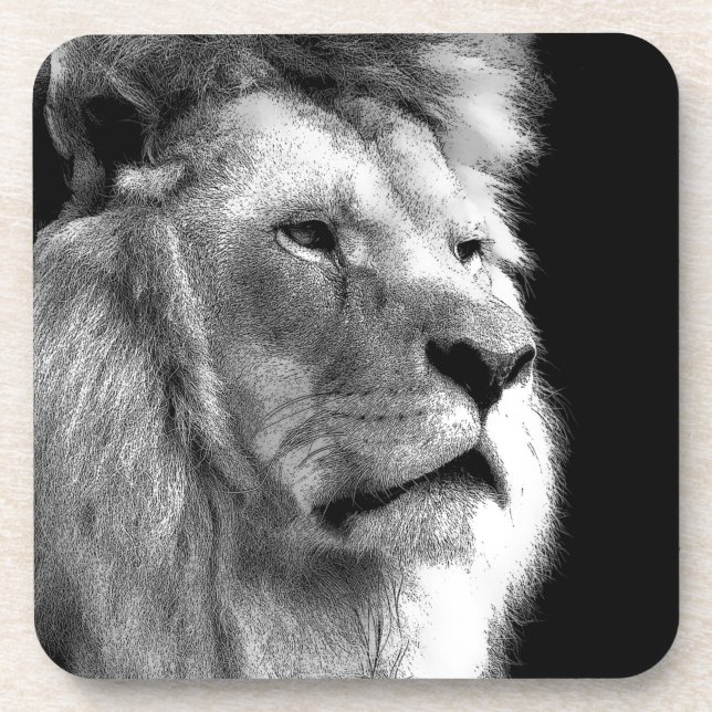 Black White Lion Coaster (Front)