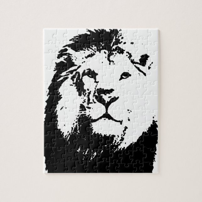 Black & White Lion Jigsaw Puzzle (Vertical)