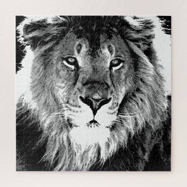 Black & White Lion Jigsaw Puzzle (Vertical)