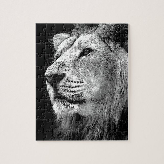 Black & White Lion Jigsaw Puzzle (Vertical)