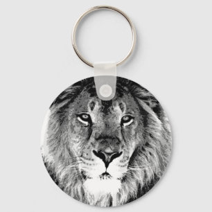 Black & White Lion Keychain