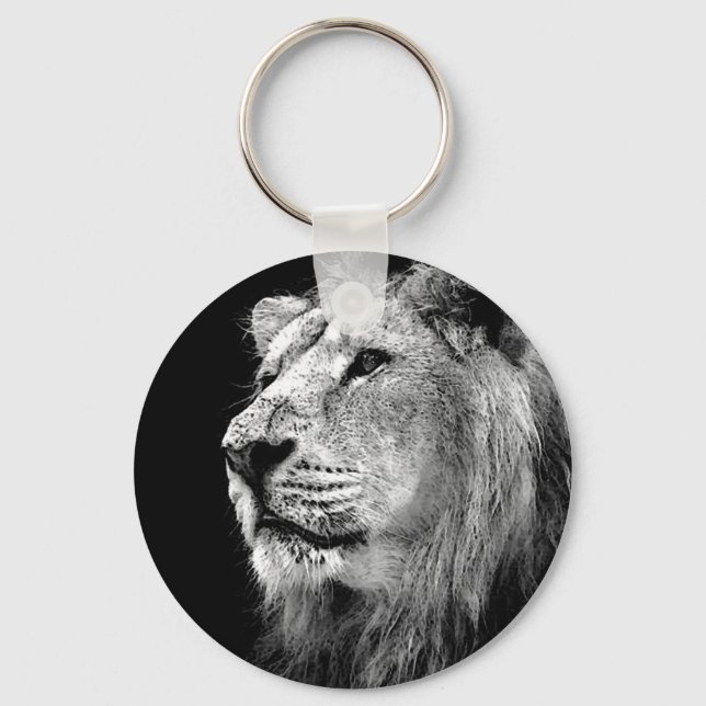 Black & White Lion Keychain (Front)