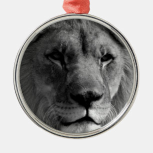 Black & White Lion Metal Ornament