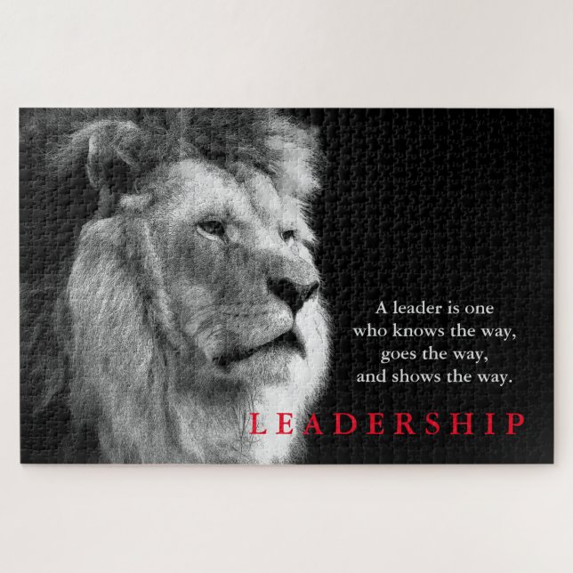 Black White Lion Motivational Leadership Quote Jigsaw Puzzle (Horizontal)
