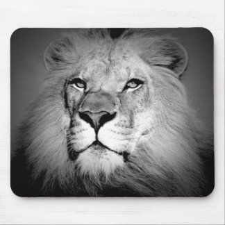 Black & White Lion Mouse Pad