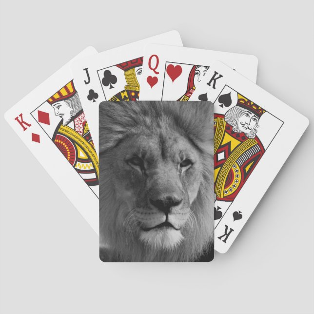 Black & White Lion Playing Cards (Back)