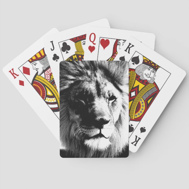 Black & White Lion Playing Cards (Back)