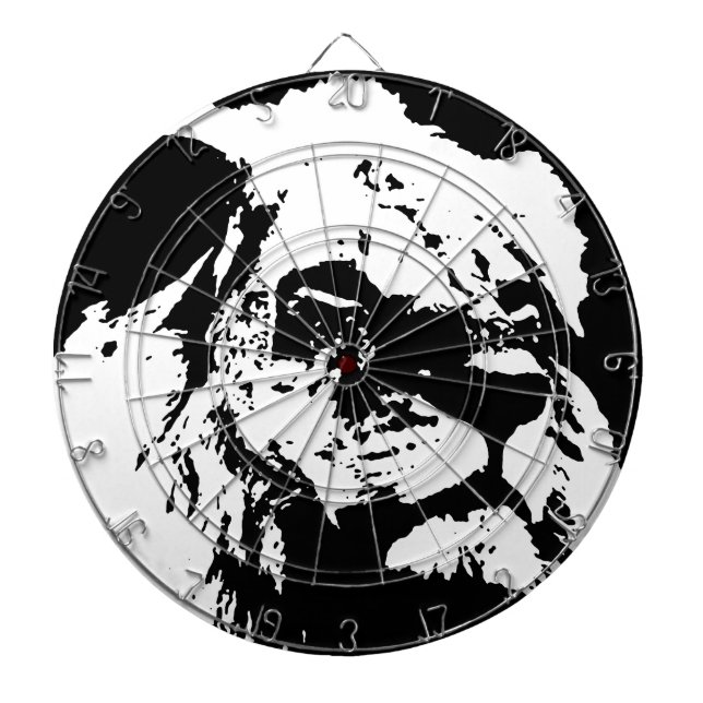 Black & white lion pop art dartboard (Front)