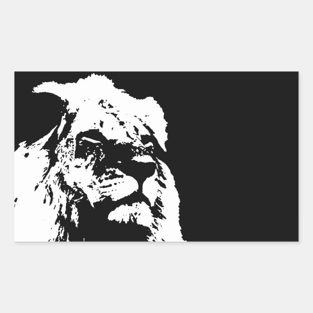 Black & white lion pop art sticker (Front)
