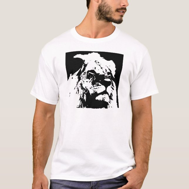 Black & white lion pop art T-Shirt (Front)