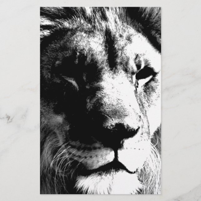 Black & White Lion Stationery (Front)