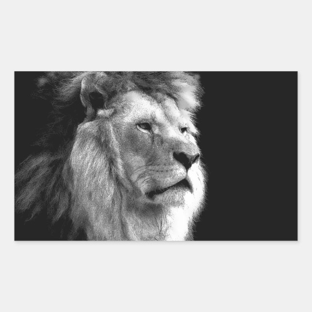 Black White Lion Sticker (Front)