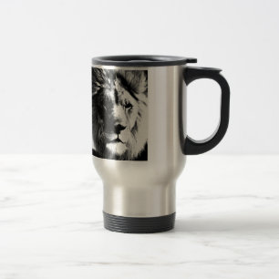 Black & White Lion Travel Mug