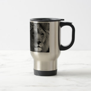 Black & White Lion Travel Mug